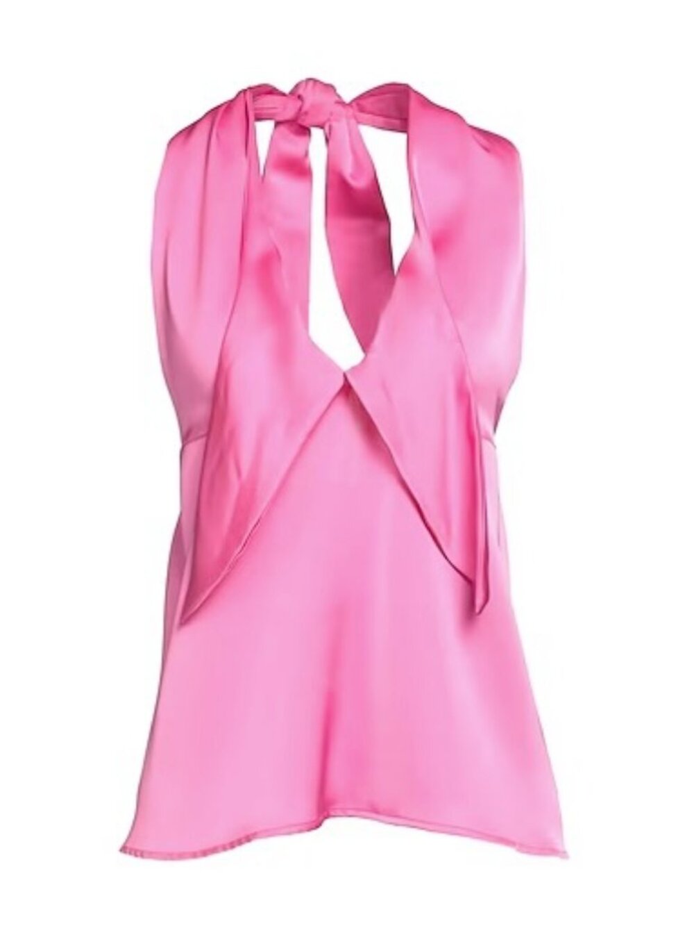 NWT Merci Italia Lipstick Pink Halter Open Back Draped Top Size S